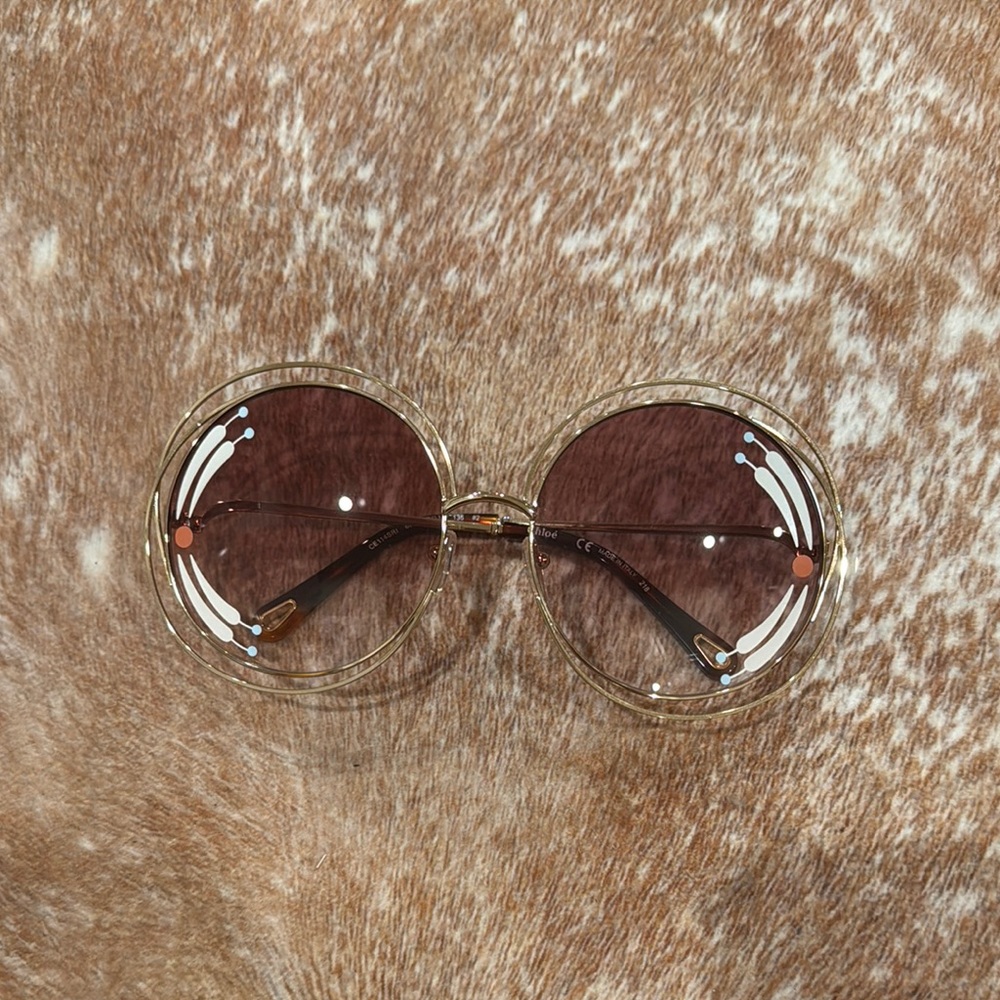 Chloe Gold Aviator Sunglasses with Brown Lenses